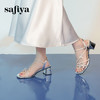 Safiya/索菲娅2025时尚闪钻一字带方头粗跟露趾气质通勤凉鞋 SFD2115418 商品缩略图1