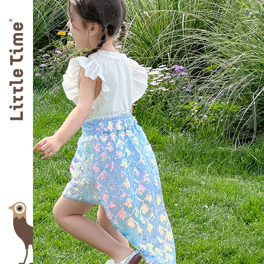 littletime女童T恤2025春夏新款儿童洋气时尚美人鱼短袖T恤半裙 商品图3