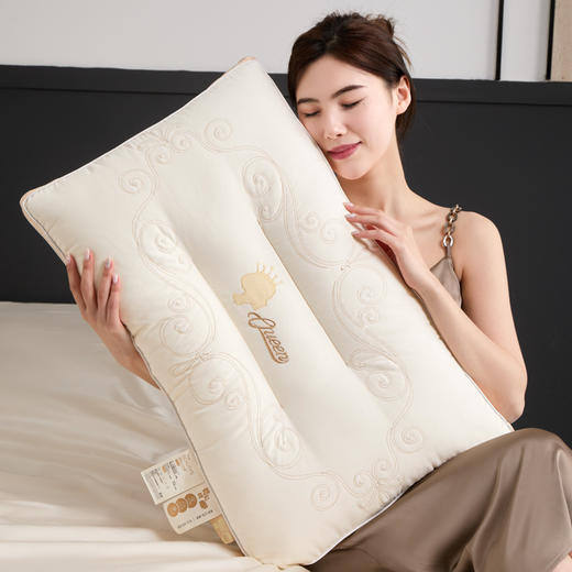 自然醒立体绣花贵妃枕柔软高端成人枕头护颈枕助睡眠枕头单人枕XK 商品图3