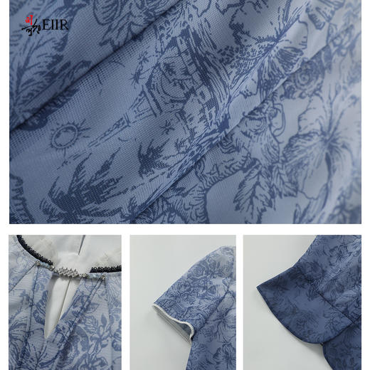 司歌渐变印花国风短袖上衣女收腰T911103X 商品图2