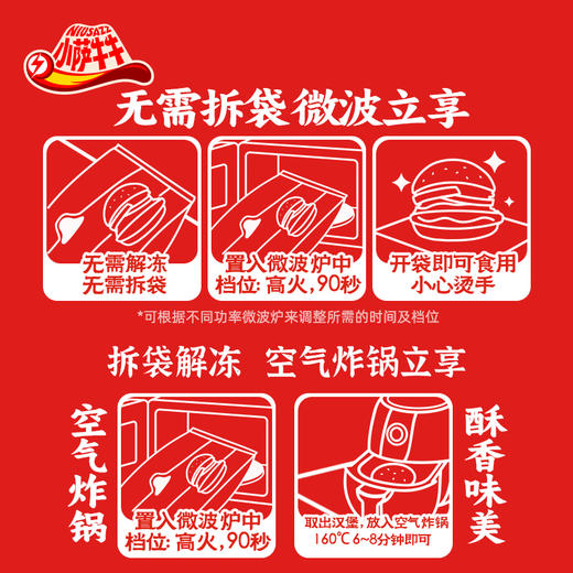 【限时！买汉堡送薯条！】小萨牛牛 早餐微波汉堡100g*6个 安格斯牛肉芝士风味，方便营养早餐，微波90秒即食，新西兰进口车达芝士片，奶香味十足 商品图4