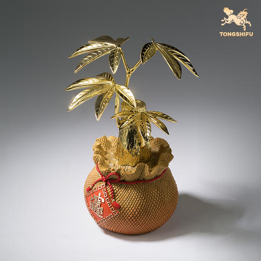 铜师傅《金色财富树》客厅桌面富贵树铜摆件 家居装饰工艺品摆件 商品图1