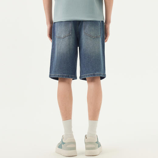 gxg.jeans男装 蓝色水洗裤腰抽绳宽松直筒休闲牛仔短裤 25夏热卖 商品图3