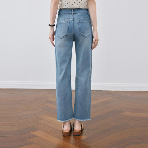 【严选】诗凡黎宝宝柔薄款轻弹锥形牛仔裤2025夏新款亲肤舒适显瘦直筒长裤7G4350731 商品图4