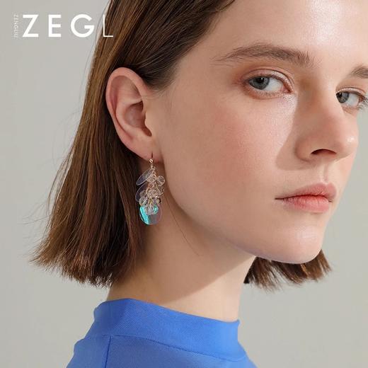 ZEGL真柳度假风透明耳环女气质韩国个性潮人蹦迪耳饰百搭网红耳坠 商品图1