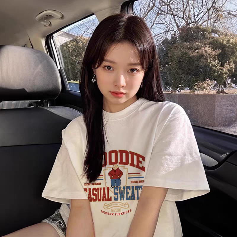 出口转内销🔥韩国订单 【新升级透气纯棉💯印花T恤】  🔥⁡比普通款更具吸睛效果，‪灵动趣味更出片 版型包容藏肉⚠秒变纸片人