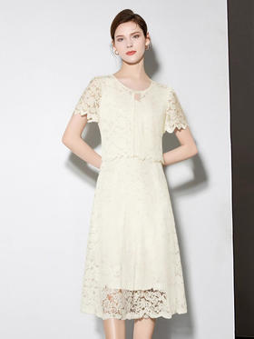 「自」全新升级【铂金会员247/天猫329/差价82】(13310)连衣裙夏女2025新款女装时尚气质洋气中长款蕾丝镂空裙子