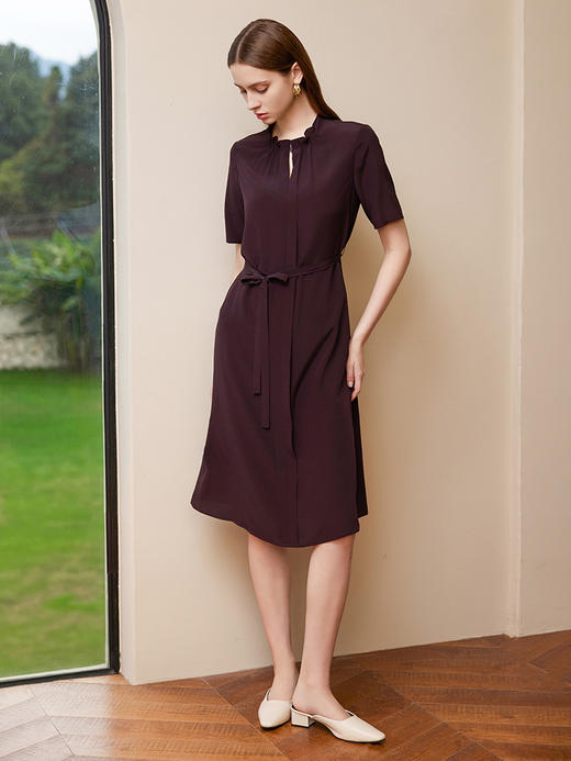 【真丝系带连衣裙】25年夏季女士新品100%桑蚕丝连衣裙时尚系带收腰裙子 商品图2