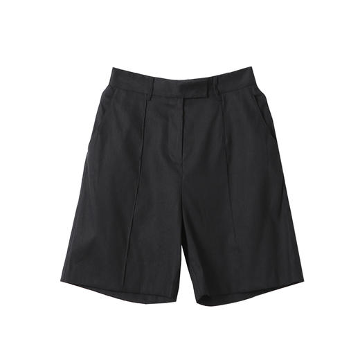 VIMAGE纬漫纪高腰时尚修身直筒黑色休闲短裤夏季新款V2305913 商品图5