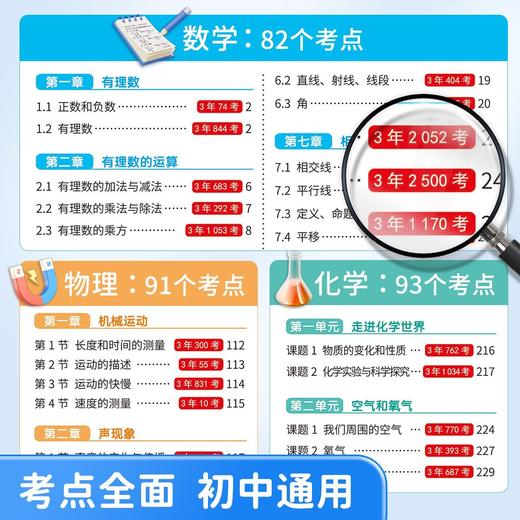 趣味速记【初中数理化一本全】考点及公式定律突破中考基础知识速记 商品图1