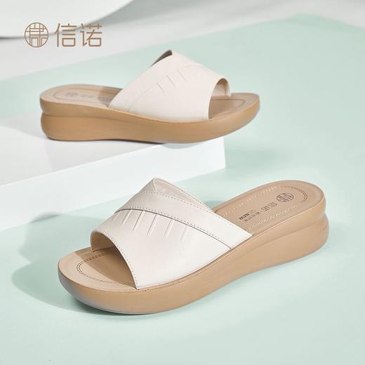 信诺牛皮女鞋凉拖鞋女2025夏季新款时尚气质软底轻便外穿凉鞋女5L950-36 商品图6