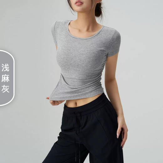 芳姐同款罗纹小蛮腰短袖 商品图1