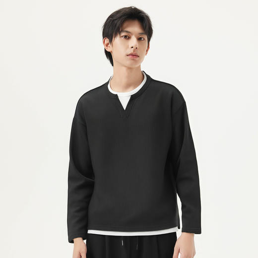 gxg.jeans男装 华夫格叠穿假两件V领长袖卫衣撞色上衣#J25D311069 商品图2