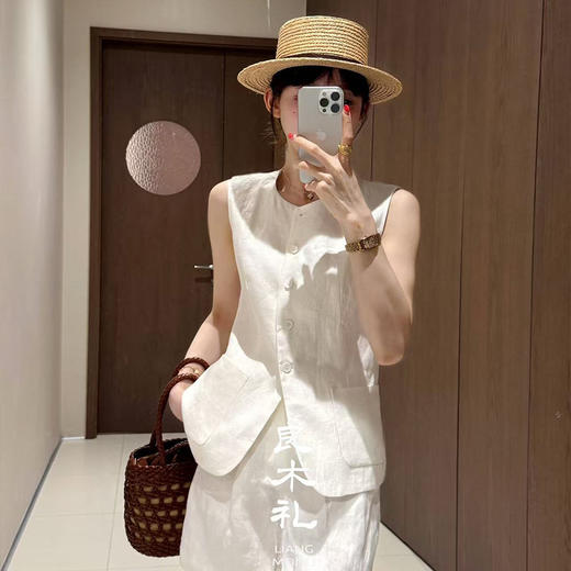 【预售7天】良木礼亚麻无袖套装（043535-618） 商品图0