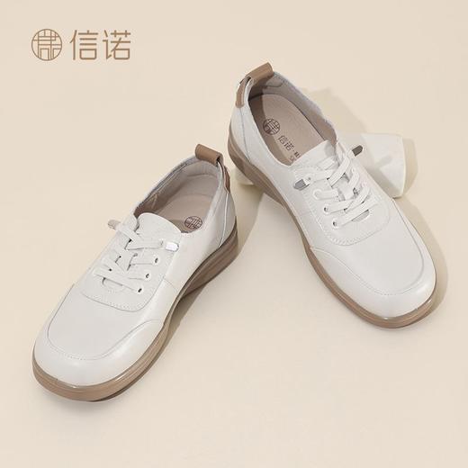 信诺真皮休闲妈妈鞋2025新款春秋小皮鞋轻便运动鞋软底中老年单鞋5C8166-19T 商品图6