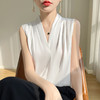 雀说醋酸缎面v领吊带背心女气质显瘦西装 内搭无袖外穿挂脖上衣ALA12-5-A31 商品缩略图1