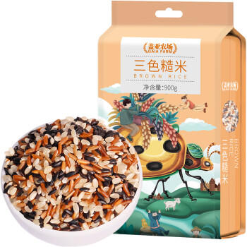 盖亚农场三色糙米1.8斤红米黑米糙米五谷杂粮粗粮主食米饭大米伴侣真空 /粮油调味 /杂粮 /谷米类 商品图0