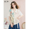 两三事优雅起义2025夏季新款小清新印花布拼接绑带绣花翻领衬衫女 商品缩略图0