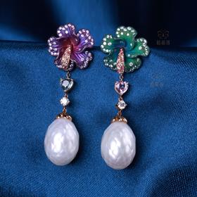 【花开见喜】钛金刻面珍珠耳坠ZZ2406009