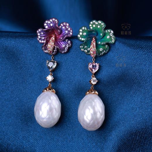 【花开见喜】钛金刻面珍珠耳坠ZZ2406009 商品图0