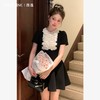 西遇黑色花领无袖连衣裙女新款a字法式收腰短袖裙子SS150081 商品缩略图6