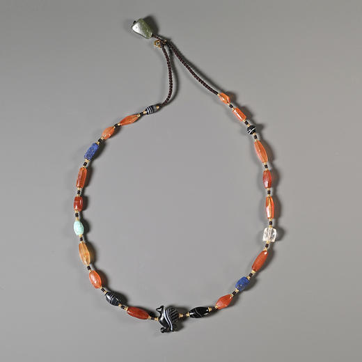 西亚高古缠丝玛瑙飞鸟七彩项链 商品图9