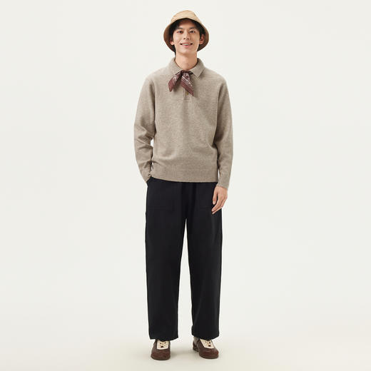 gxg.jeans男装 卡其色花纱简约POLO领线衫毛衣针织衫男 25春热卖 商品图3