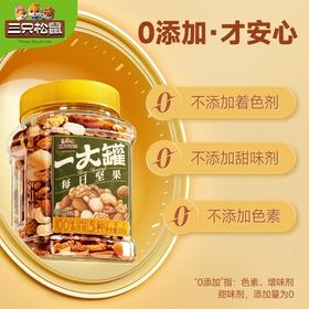 【三只松鼠罐装全坚果纯享款500g】0添加每日混合坚果健康大礼包