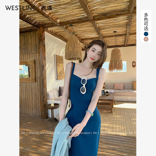 西遇吊带连衣裙女新款宽肩带修身纯欲包臀后妈裙长裙SS150094/SS150229 商品图0