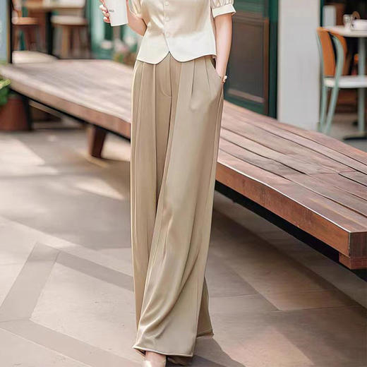 雀说新款干练气质高级感洋气时尚杏色上衣裤子两件套装女装AL51629A 商品图3