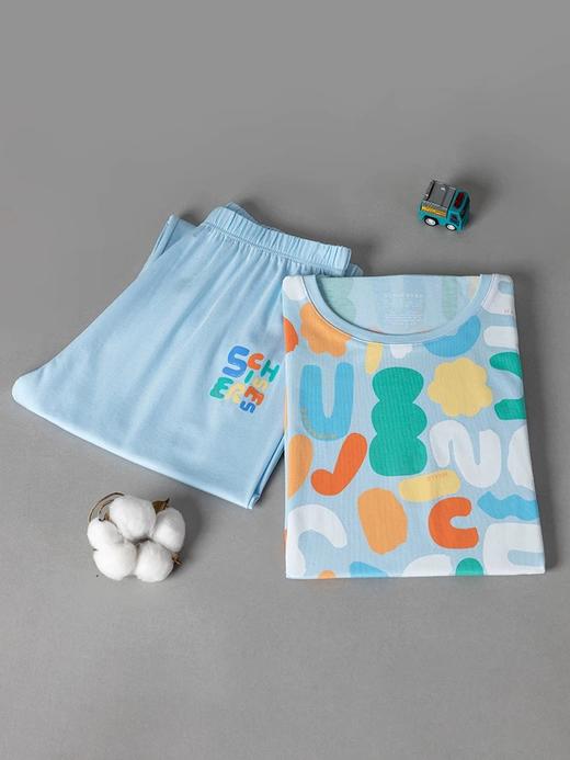 【抽象几何棉莫】SCHIESSER德国舒雅儿童睡衣春夏新款棉莫男童七分裤家居服3B/24313H 商品图1