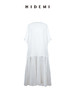 HIDEMI度假系列落肩T恤进口高织自然棉拼接缎面百褶裙款连衣裙 商品缩略图0