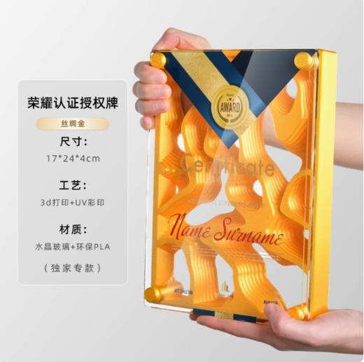 创意新款水晶奖杯定制高档方形奖牌代理经销商纪念荣誉授权牌定做 商品图8