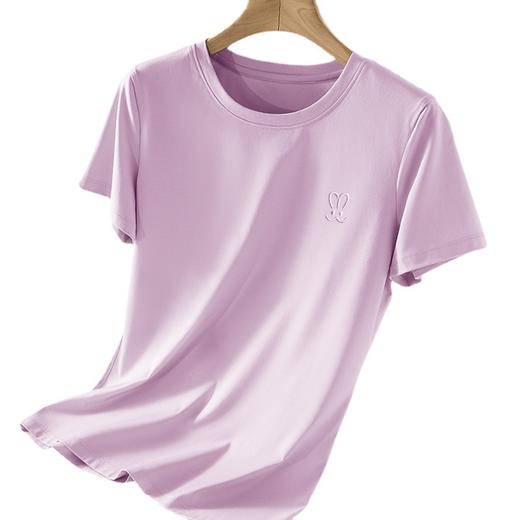 「自」全新升级【铂金会员109/天猫139/差价30】(34557)洛诗琳80S丝光棉t恤2025夏季冰感圆领精棉液氨短袖上衣女 商品图4