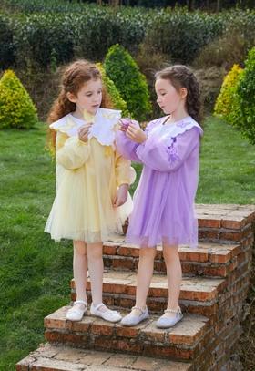 考拉月亮【特价不退】koalamoon童装儿童女童网纱连衣裙蝴蝶型衣领 公主裙C11Q2351T