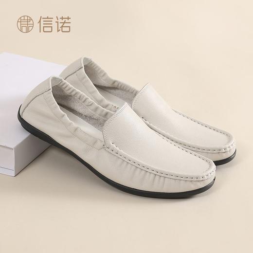 信诺真皮软底爸爸鞋2025年春夏新款透气休闲一脚蹬中年男士豆豆鞋N5C136-83 商品图3