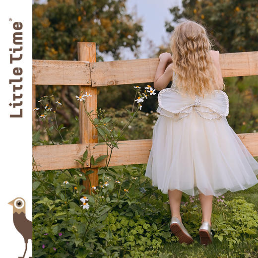 littletime女童连衣裙2025夏新款儿童洋气天使亮片网纱裙生日礼服 商品图2
