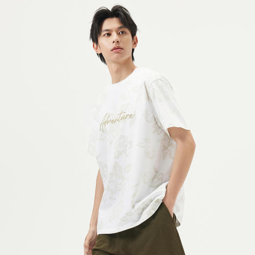 gxg.jeans男装  白色满印花卉潮流时尚宽松短袖T恤上衣男25夏热卖 商品图2