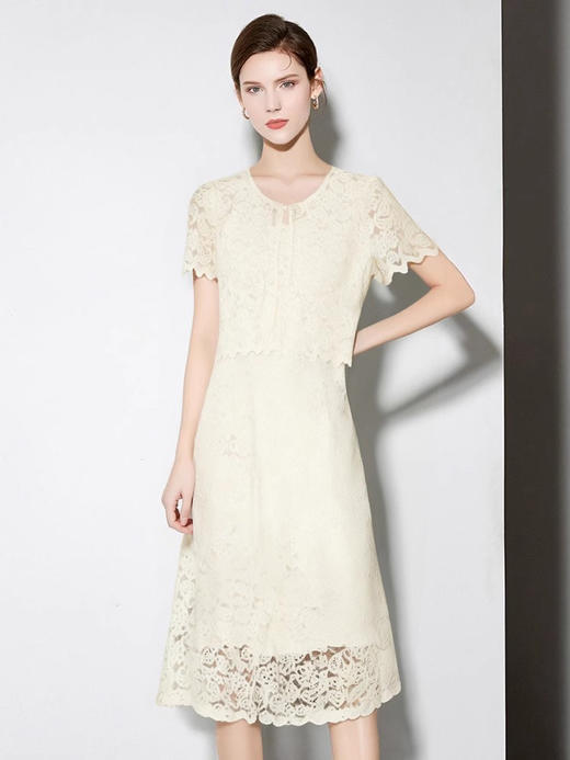 「自」全新升级【铂金会员247/天猫329/差价82】(13310)连衣裙夏女2025新款女装时尚气质洋气中长款蕾丝镂空裙子 商品图1