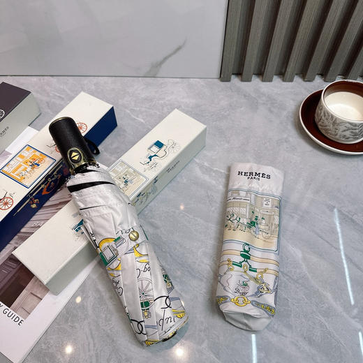 夏季特惠💰220 爱马仕三折防晒睛雨伞 夏季新款 全自动折叠晴雨伞 商品图8