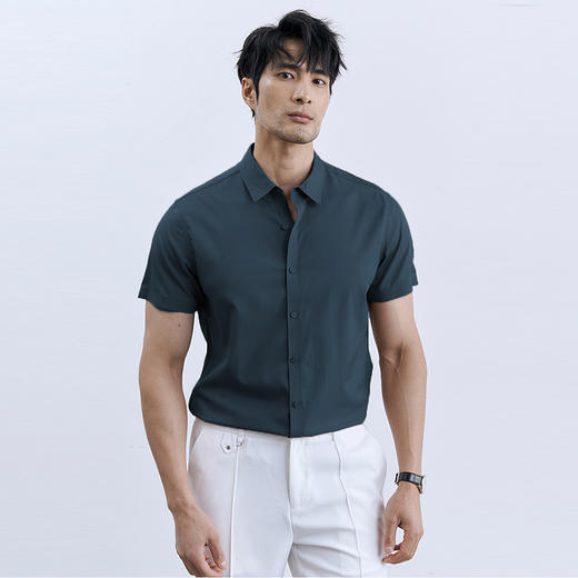 SIMU轻奢夏季免烫衬衫 短袖款商务衬衫，休闲防晒短衬 商品图2