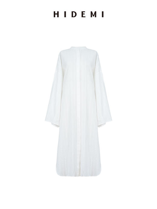 HIDEMI度假系列艺术感浮雕面料大廓形立裁oversize长款衬衫连衣裙 商品图7