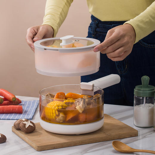 山水（SANSUI）1.6L玻璃款养生锅（配蒸笼）SD-69DY 商品图3