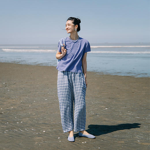 绽放295朵/【入蓝系列】两色纯棉宽松连身袖短袖T恤衫女夏季宽松 商品图2