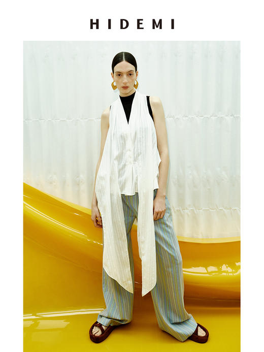 HIDEMI度假系列艺术感浮雕面料不规则剪裁绑带设计感一衣多穿上衣裙裤套装 上衣/裙裤 商品图4