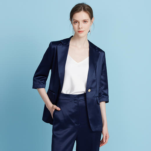 EITIE爱特爱夏季新款通勤纯色五分袖西装外套女7803501 商品图1