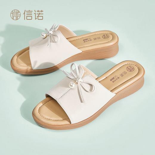 信诺妈妈一字拖女士真皮头层牛皮沙滩鞋凉拖鞋女外穿夏季新款5L368-18 商品图8