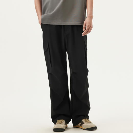 gxg.jeans男装 黑色口袋设计休闲宽松直筒工装长裤男 25年春热卖 商品图1