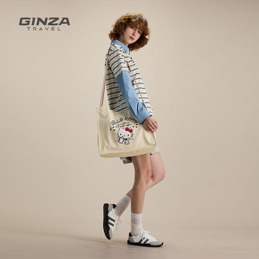 银座 X Hello Kitty联名系列大容量手提斜挎托特帆布包24001系列 商品图3