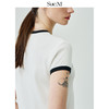 Sue.M 小香风弹力显瘦百搭打底衫女 甜酷风舒适圆领短袖撞色边t恤 商品缩略图3